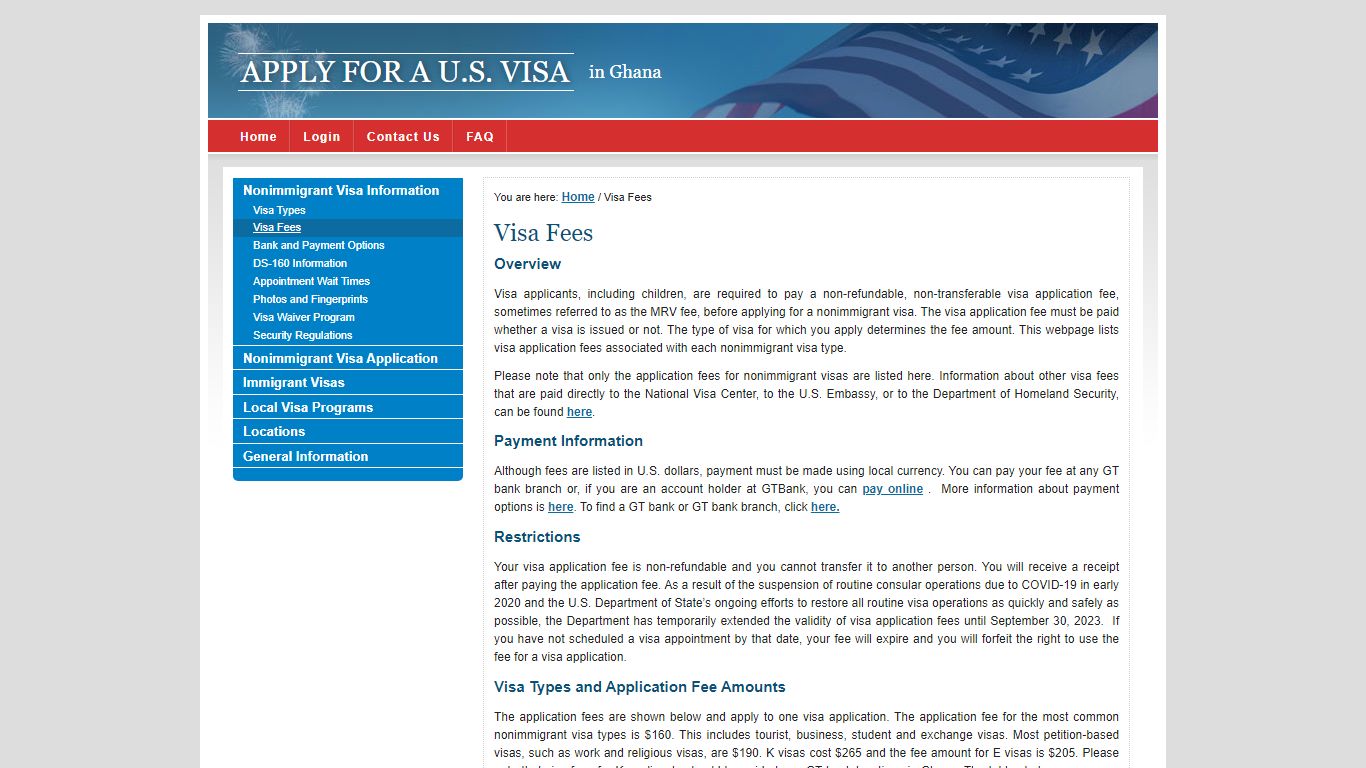 Apply for a U.S. Visa | Visa Fees - Ghana (English) - USTravelDocs